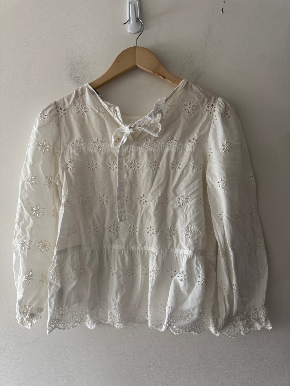 Madewell White Eyelet Keyhole Peplum Top - Picture 6 of 10